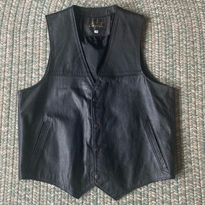 Vintage Men’s Black Leather Vest Size 38”